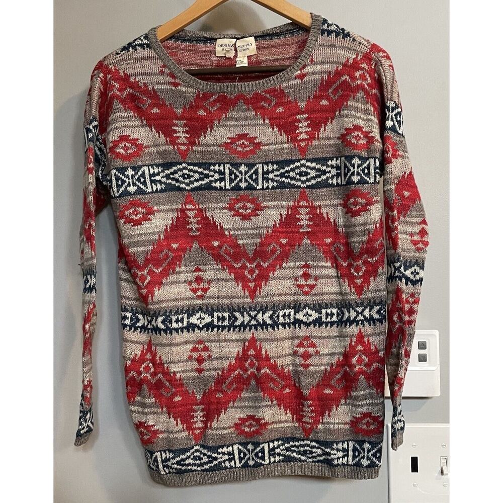 Denim & Supply Ralph Lauren Sweater Aztec Southwest Cotton Pullover XS New